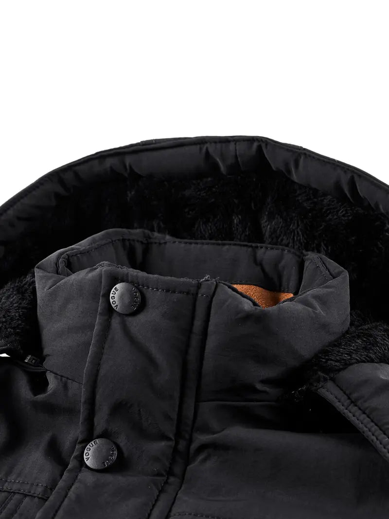 Men's Winter Fleece-Lined Jacket with Hood, Windproof & Waterproof Warm Casual Outerwear, Stylish and Comfortable Design Jacket for Cold Weather