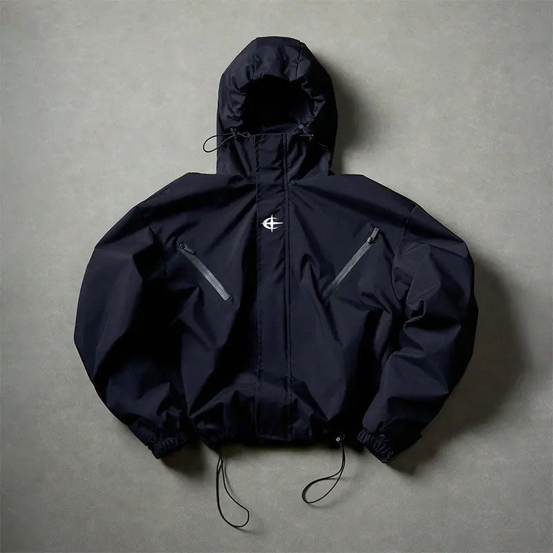 Hooded windproof zipper jacket Unisex Drawstring Hem & Hood Waterproof Diagonal Zip Pockets Adjustable Cuff Oversized Loose Y2K Grunge Hiking Daily Streetwear exercise Outerwear