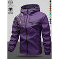 Men Lightweight Outdoor Hooded Jacket Water Resistant Windbreaker Full Zip Adjustable Drawstring Hood Hiking Work Shell Coat Multi‑Color