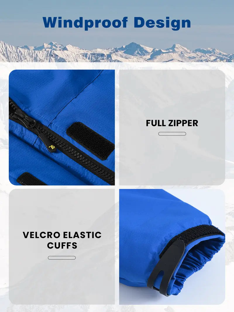 【Creator's Pick】GOPUNE Men's Ski Snow Jacket Waterproof Insulated Fleece Outdoor Mountain Hooded Winter Coat Sporty Breathable Outerwear big tall men clothing Size up to5XL #Christmas gift #RED GREEN