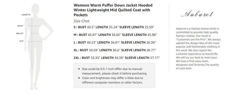 Imily Bela Womens Warm Puffer Down Jacket Hooded Winter Lightweight Mid Quilted Coat with Pockets