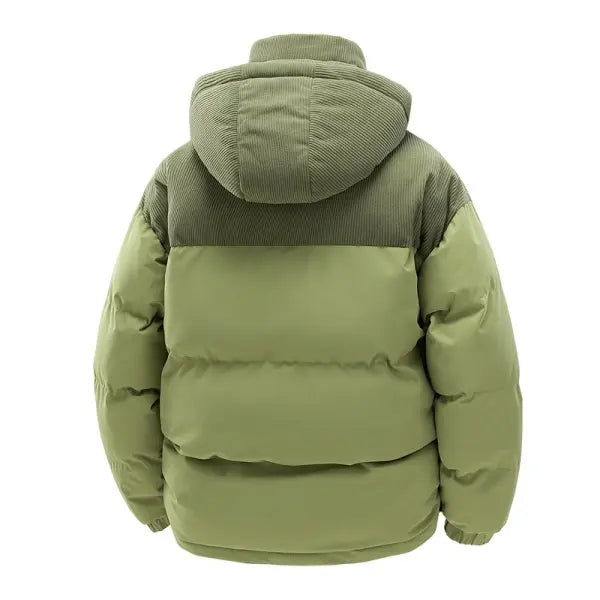 Men's Minimalist Polyester Winter Thick Windproof Warm Down Jacket - Casual Regular Fit, Zipper Front, Long Sleeves, Plain Solid Color, Cold Weather Outdoor Coat for Halloween, New Year Outdoors
