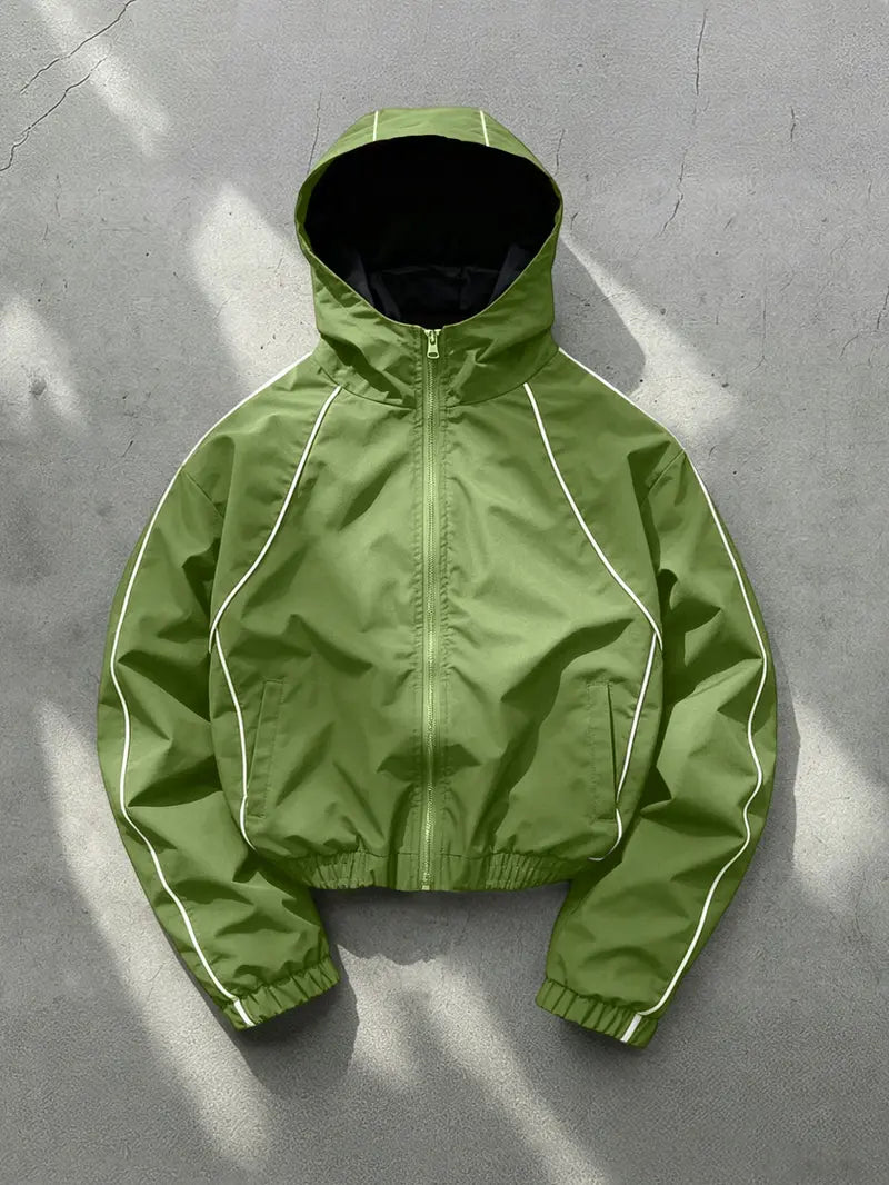 Men's Hooded, Long Sleeve Casual Style, Wind-Resistant Wrinkle-Free Fabric, Bright Color, All Seasons, Daily Wear, Night Run, Shopping, Coats, Street Casual Jacket