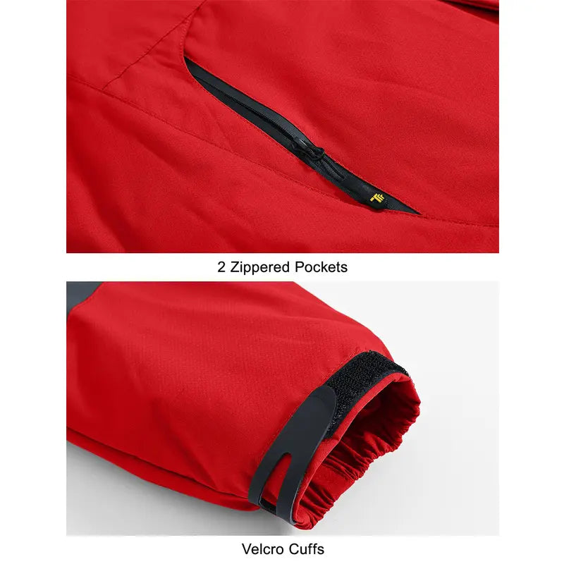 【Creator's Pick】YSENTO Men's Waterproof Ski Snow Jacket 【Plus Size,S-5XL】Mountain Rain Jackets Fleece Outwear With Muti Pockets Winter Coat Outdoor Clothing Windbreaker fits #Christmas gift #RED