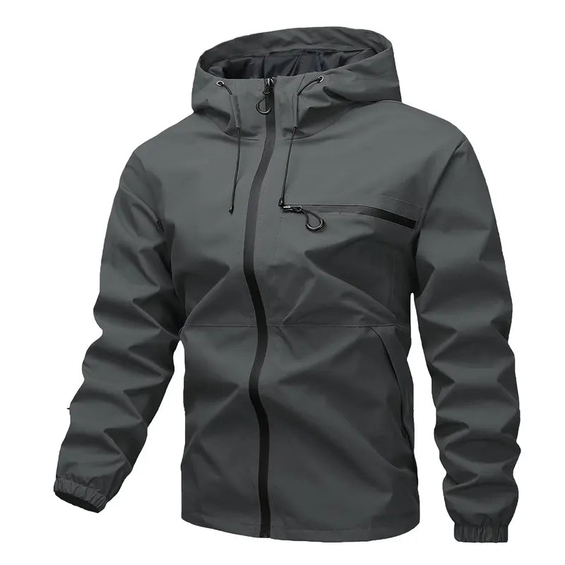 JOGWAVE Men’s Lightweight Hooded Windbreaker Jacket - Menswear Tops, Athletic Plain Regular Fit, Windproof Polyester, Long Sleeve, Zipper Closure, Pockets for Casual Outdoor Everyday Wear
