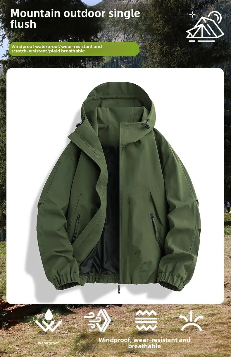 Male Windbreaker Jacket - Lightweight Athletic Techwear Outerwear with Sun Protection, Breathable and Quick Dry, 6-Colors, Hooded, Long Sleeve, Normal Type, Running, Techwear Styling, Uv-Protective wind resistant casual fall, Zip