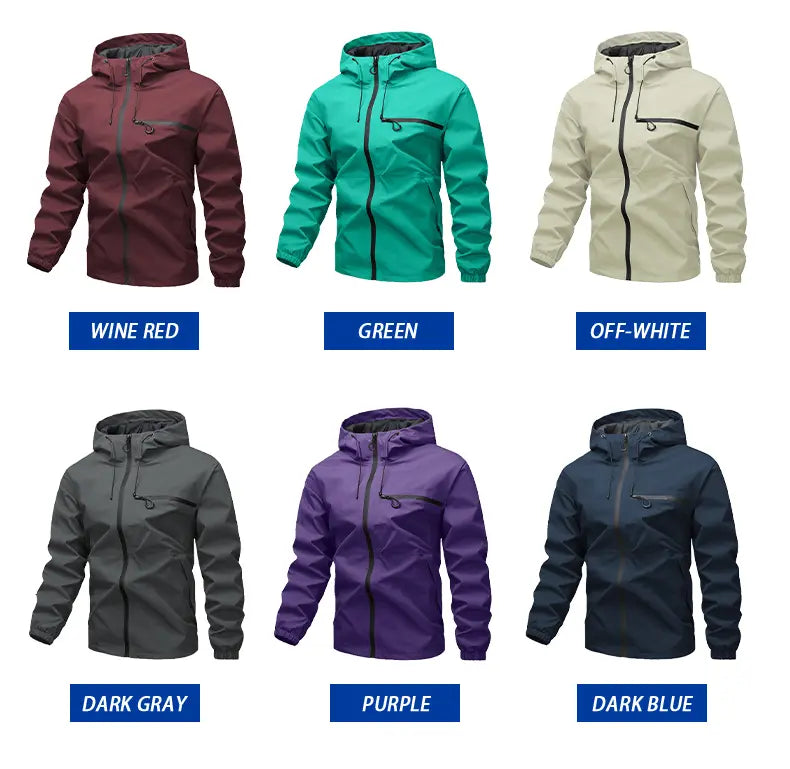 Men's casual hooded jacket, fashionable multi-purpose outdoor casual windproof and waterproof jacket with adjustable hat design, waterproof and wear-resistant surface design, suitable for daily commuting, cycling, park camping, clock in time, suit...