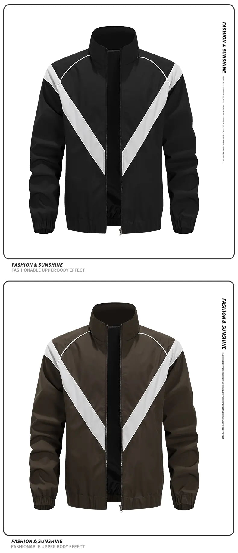 Men's Casual Stand Collar Jacket Features contrasting color trim detailing Windproof and abrasion-resistant surface Ideal for cycling, streetwear, and everyday casual wear Perfect layering piece for outerwear Streetwear apparel Coats Long Sleeve M...