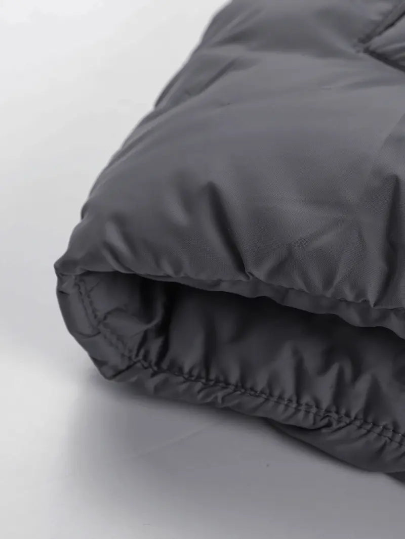 Men's Woven Cotton Hooded Puffy Jacket - Puffy Shape, Long-Sleeve, Zip-Up, Windproof, Loose Fit, Autumn Winter Warm Casual Streetwear Clothing, Fashion Streetwear Top with Pockets, M