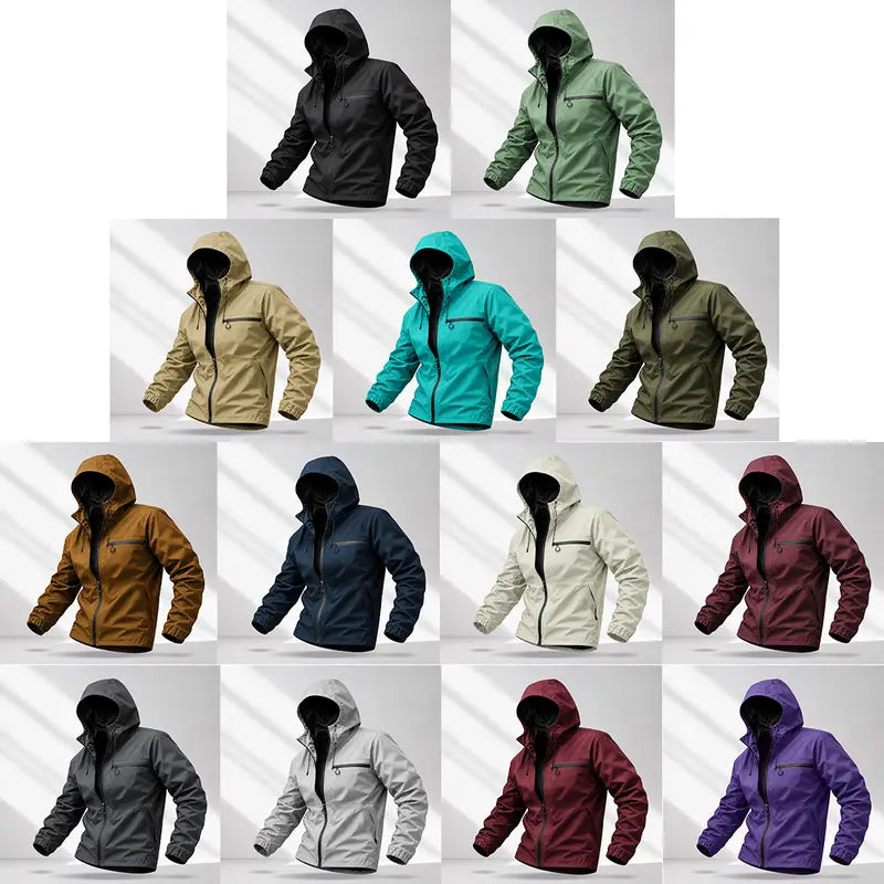 Men’s American-Style Outdoor Functional Lake Green Hooded Jacket | Lightweight Windproof Waterproof Casual Jacket, Stylish Men’s Jacket
