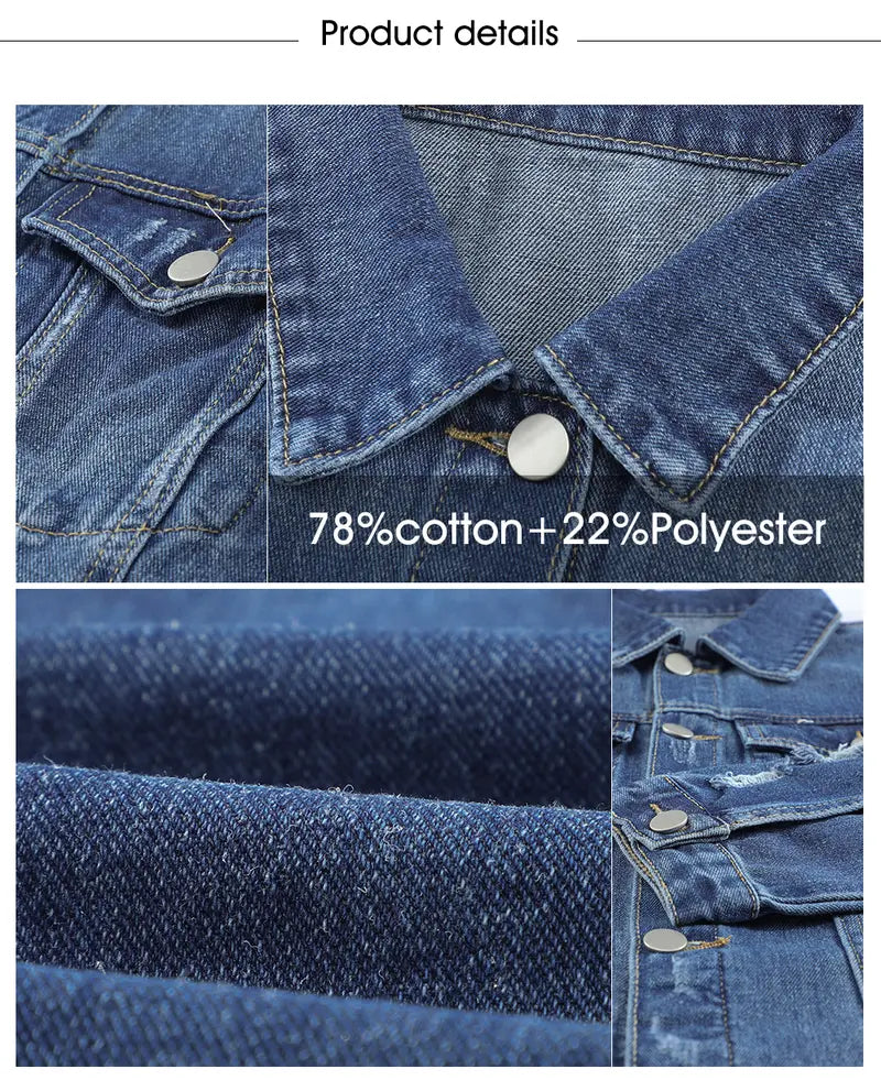 EVALESS Women's Casual Short Jean Jackets Non Stretch Distressed Ripped Boyfriend Washed Coats Lapel Long Sleeve Denim Jacket Outwear Tops 2026 Womenswear Spring Winter Outfits Deals For You Days summer outfits,back to school,back to school shoppi...
