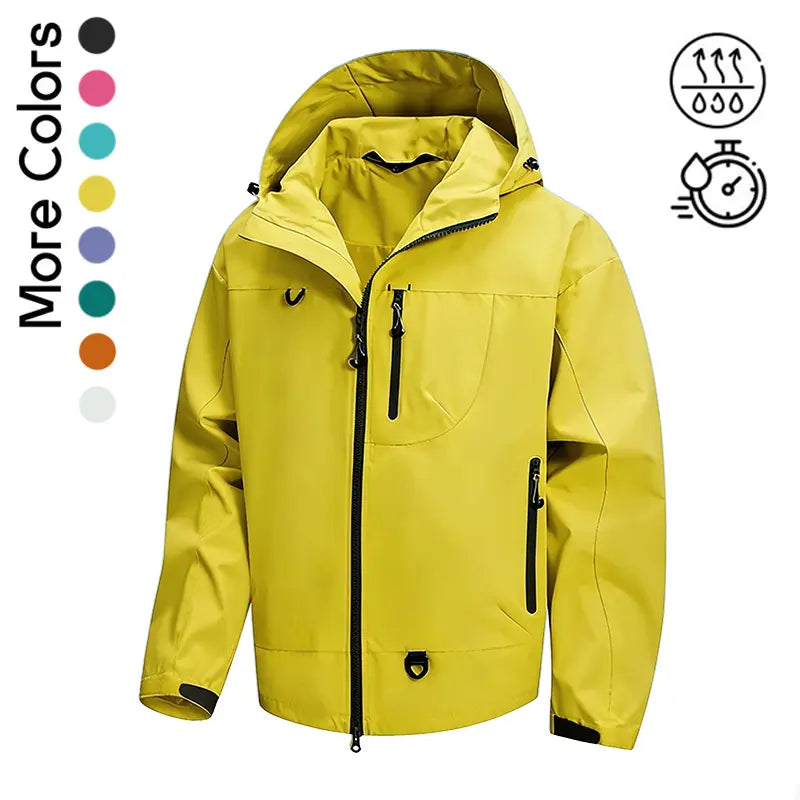 Men's Plain Polyester Long Sleeve Multi-Color Hooded Outdoor Coat - Splash-Proof, Windproof, Breathable, Lightweight, Tear-Resistant Windbreaker - Versatile Menswear Outerwear for Mountaineering, Daily Commuting