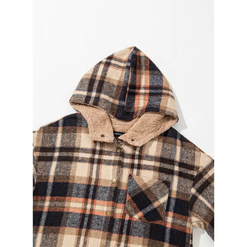 Dokotoo Women's Flannel Hooded Plaid 2026 Shacket Thick Coat Winter Coat for Warmth Button down Warm and Fuzzy Fleece Jacket