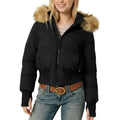 Arssm Womens Cropped Puffer Jacket Hooded Winter Warm Puffer Coat