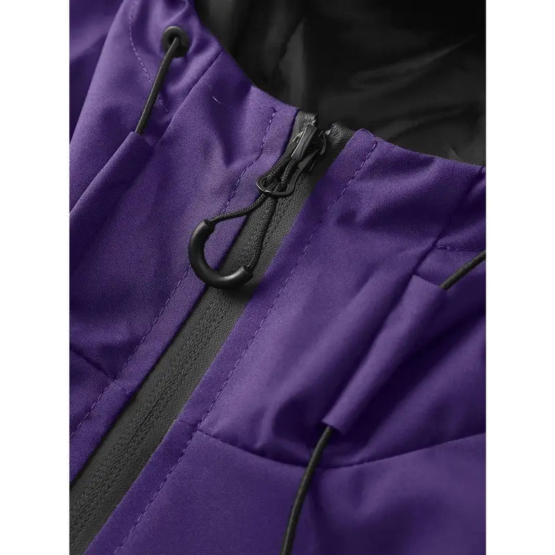 Men Lightweight Outdoor Hooded Jacket Water Resistant Windbreaker Full Zip Adjustable Drawstring Hood Hiking Work Shell Coat Multi‑Color
