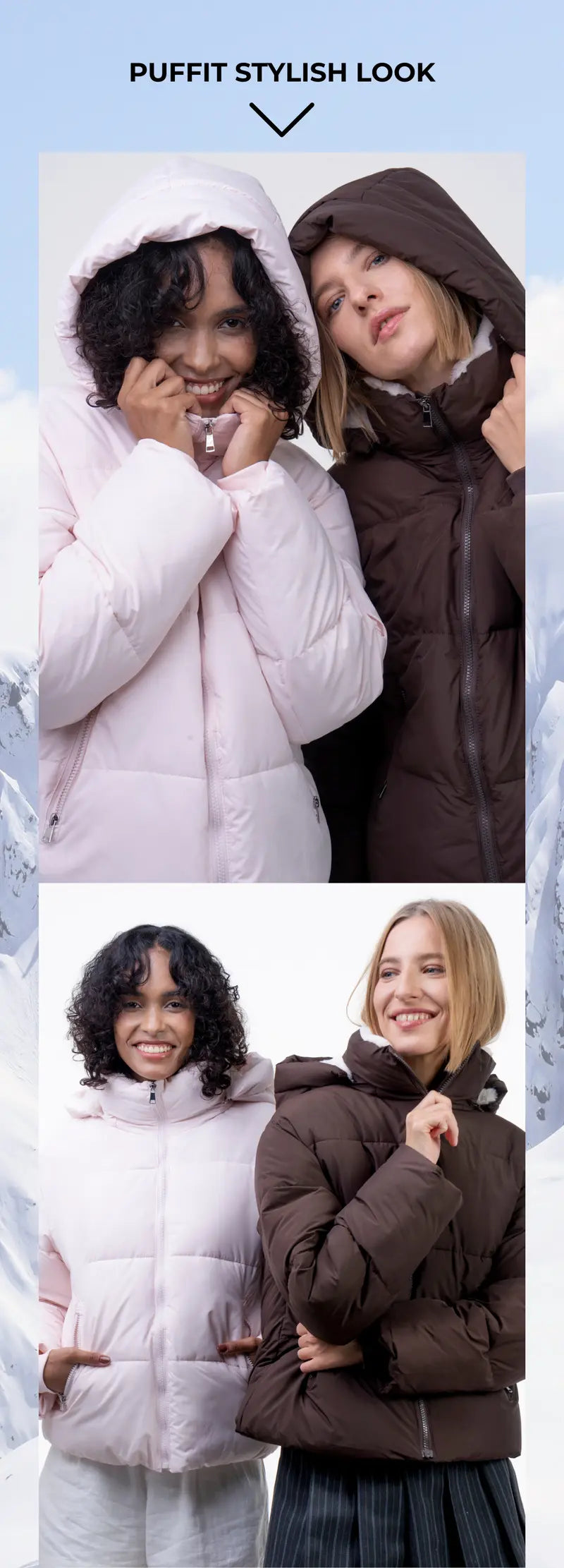 PUFFIT WarmCore Premium Short Puffer Jackets With Removable Hood & Optional Faux Fur Lining,Lady Casual Outerwear Longsleeves Zip Pockets Warm Quilted Coat,Womenswear,Tops,Sport,Fall,Winter,2026 Shopping