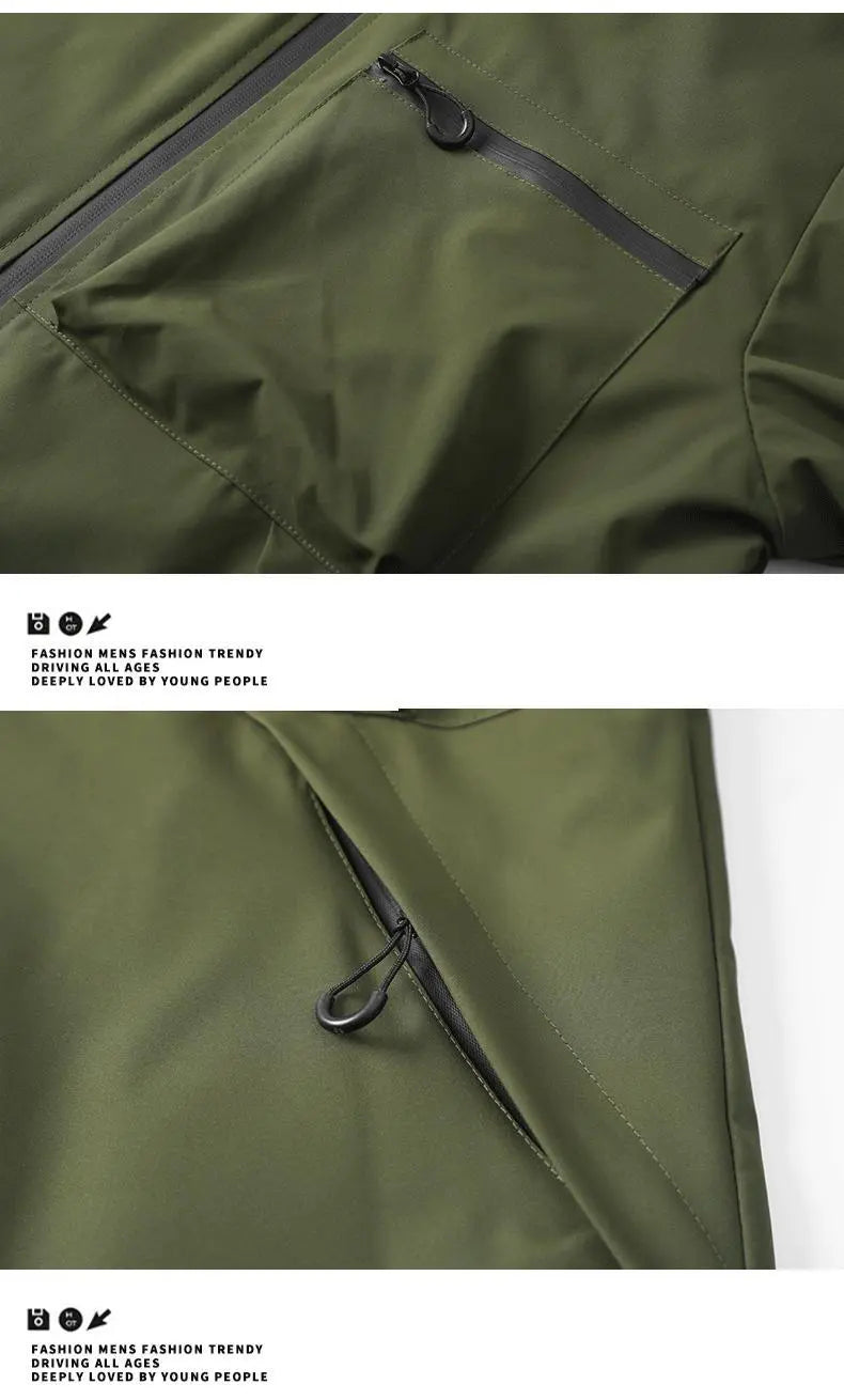 Men Lightweight Outdoor Hooded Jacket Water Resistant Windbreaker Full Zip Adjustable Drawstring Hood Hiking Work Shell Coat Multi‑Color