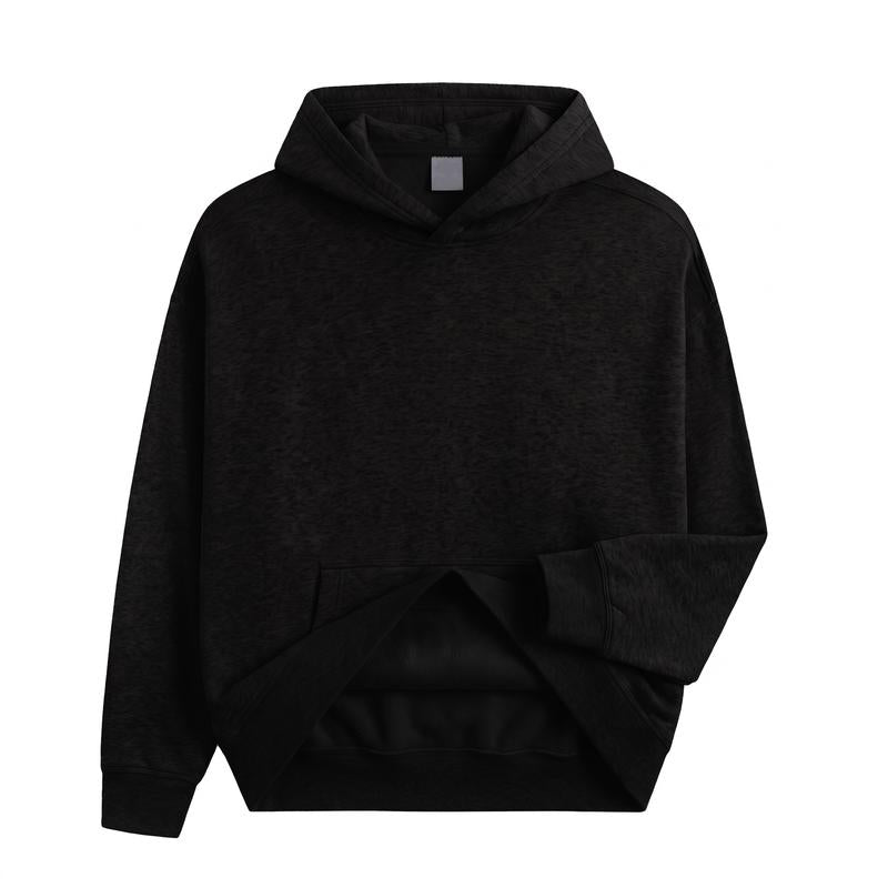 Men's Cotton-Poly Plain Solid Casual Long-Sleeve Fitted Pullover Hoodie - Soft, Breathable, Skin-Friendly, Lightweight, Machine-Washable Minimalist All-Seasons Streetwear Top