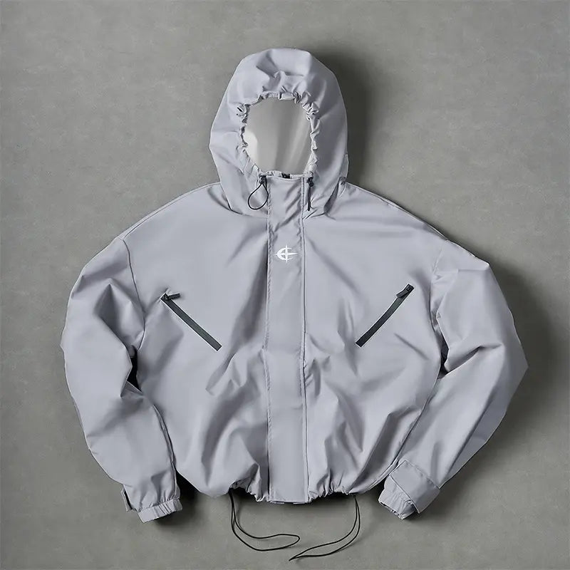 Hooded windproof zipper jacket Unisex Drawstring Hem & Hood Waterproof Diagonal Zip Pockets Adjustable Cuff Oversized Loose Y2K Grunge Hiking Daily Streetwear exercise Outerwear
