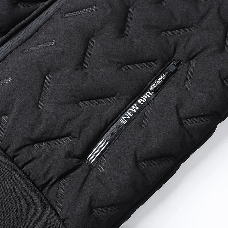 Men's Casual Plain Winter Jacket - Warm Fleece-Lined, Regular-Fit Polyester Pull-On Coat for Cold Weather Outdoor Wear