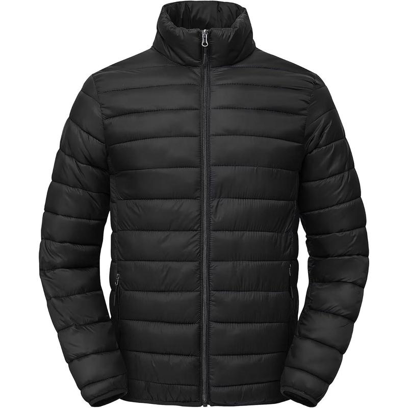 Zoofly Men's Regular Fit Casual Long Sleeve Winter Puffer Down Coat - Elastic, Thermal, Lightweight, Waterproof, Polyester Outerwear with Zip Pockets, Machine Washable