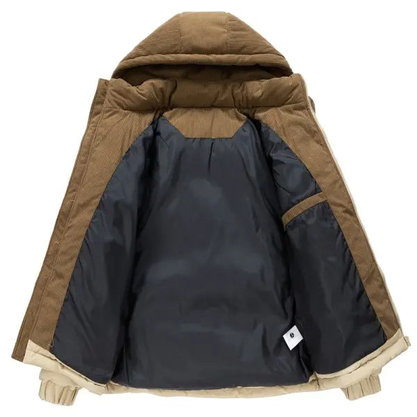 Men's Minimalist Polyester Winter Thick Windproof Warm Down Jacket - Casual Regular Fit, Zipper Front, Long Sleeves, Plain Solid Color, Cold Weather Outdoor Coat for Halloween, New Year Outdoors