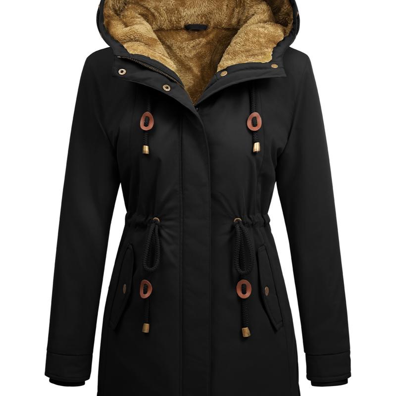 Parka Jacket Women Waterproof Fleece Lined Hooded Warm Winter Coat with Pockets for Daily Commute & Outdoor