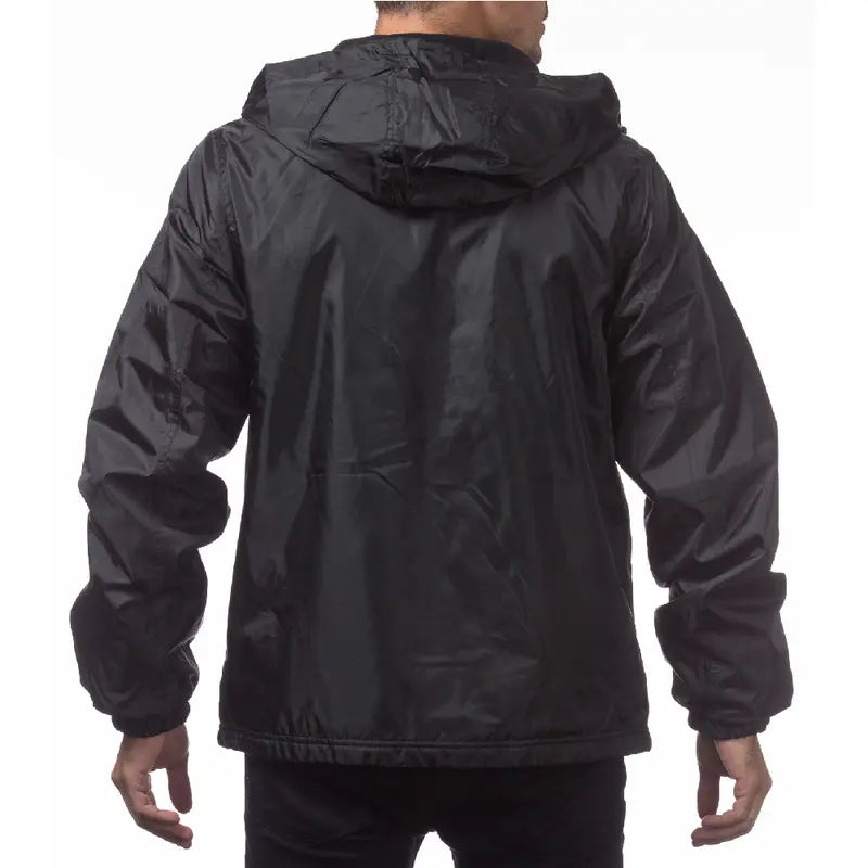 PROCLUB Men's Windbreaker Jacket Fleece Lined PRO CLUB Casual Water Resistance Rain Coat Lightweight Jackets Warm Hip Hop Black Navy (S to 5XL)