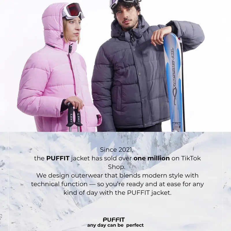 PUFFIT WarmCore Premium Detachable-Hood Puffer Jacket | Classic Lightweight Winter Coat,Windproof,Water-Repellent,Adjustable Drawstring Design,Womenswear,Tops,Outerwear,Long Sleeve,Fall Jacket,2026 Shopping