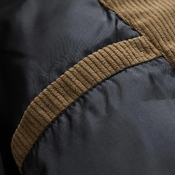 ColorArea men’s retro fleece-lined hooded winter jacket with detachable hood, color-block design, couples’ style long-sleeve khaki outerwear jacket