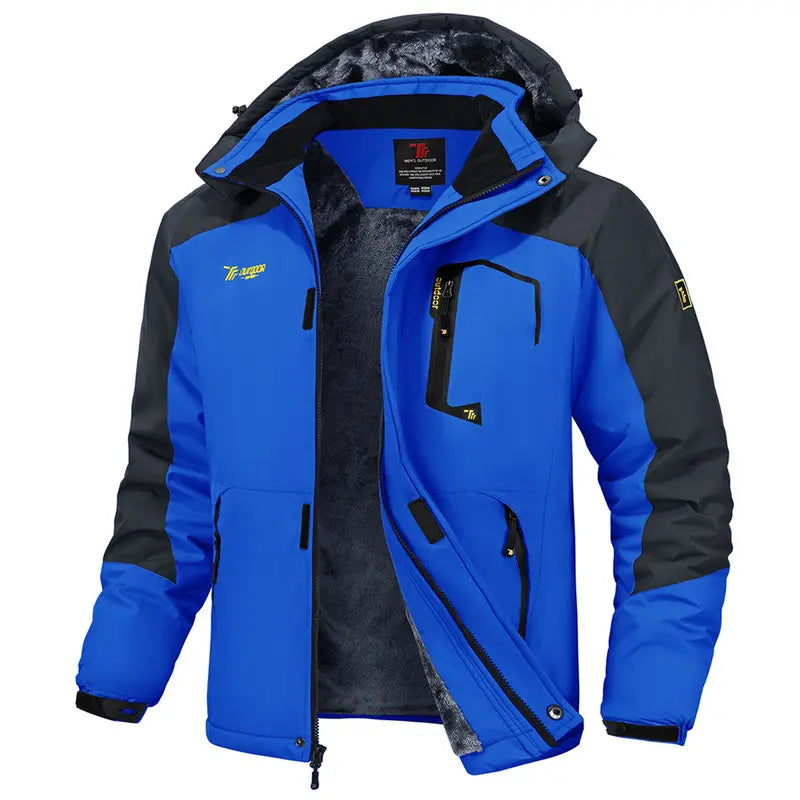 【Creator's Pick】GOPUNE Men's Ski Snow Jacket Waterproof Insulated Fleece Outdoor Mountain Hooded Winter Coat Sporty Breathable Outerwear big tall men clothing Size up to5XL #Christmas gift #RED GREEN