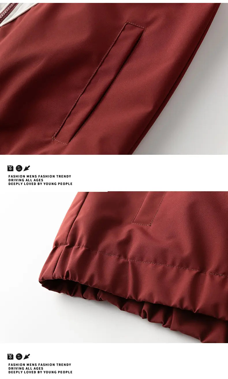 Men's Casual Stand Collar Jacket Features contrasting color trim detailing Windproof and abrasion-resistant surface Ideal for cycling, streetwear, and everyday casual wear Perfect layering piece for outerwear Streetwear apparel Coats Long Sleeve M...