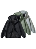 Zip Up Jackets Vintage Washed Coat Streetwear Hoodies Unisex Soft Material Casual Fashion Essential Tops for Men Day Womenswear