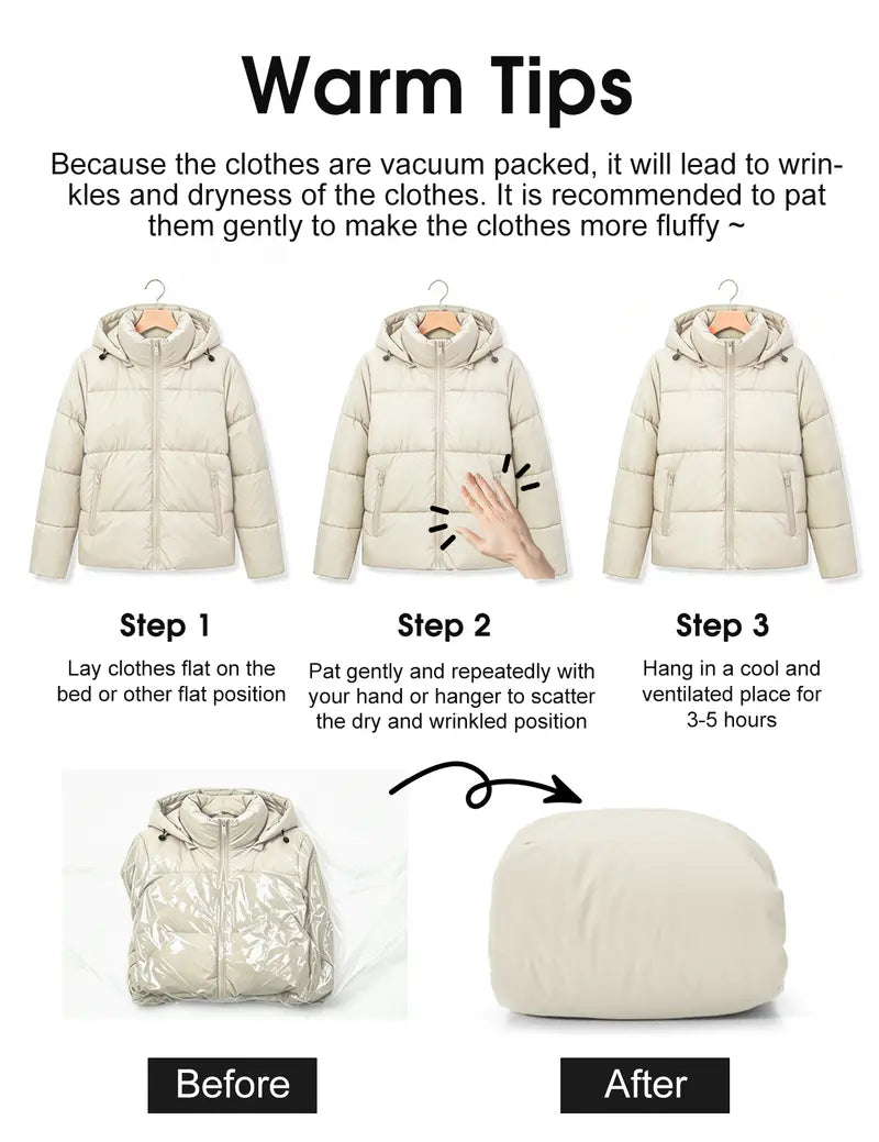 Winter Puffer Coat for Women Warm Cropped Jacket | Faux Fur Lining Quilted Parka with Pockets & Hood Tops Womenswear