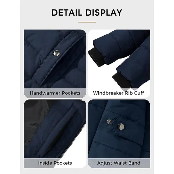 Women's Plus Size Quilted Mid-Length Polyester Puffer Coat - Long Sleeve, Water-Proof, Thick Keep Warm Jackets & Coats, Light Fabric, Flattering Fit Outerwear for Ladies