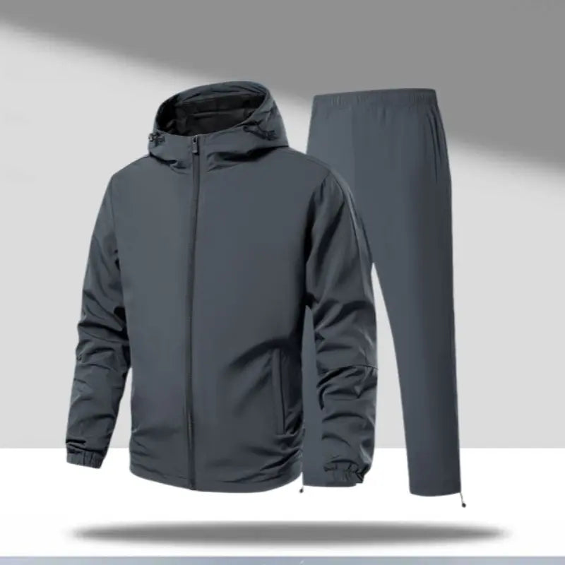 Men’s Unisex 2 Piece Sporty Clothing Set Hooded Long Sleeve Jacket & Below the Ankle Long Pants, Adjustable Hood, Breathable Wind Fabric, Elastic Cuffs, Lightweight Drawstring, All Seasons, for Sport Lover Lifestyle Hiking