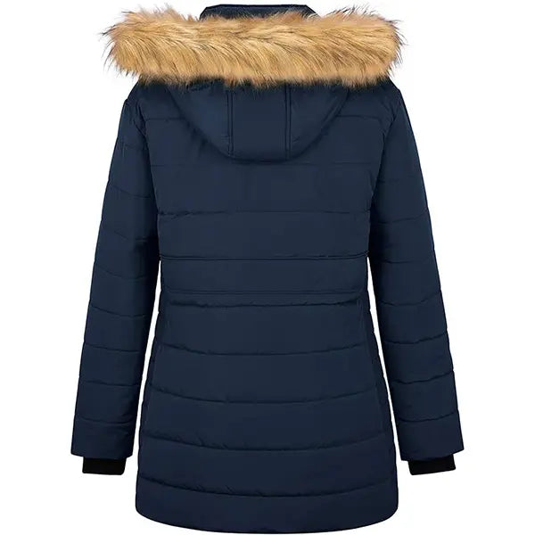 Women's Plus Size Quilted Mid-Length Polyester Puffer Coat - Long Sleeve, Water-Proof, Thick Keep Warm Jackets & Coats, Light Fabric, Flattering Fit Outerwear for Ladies
