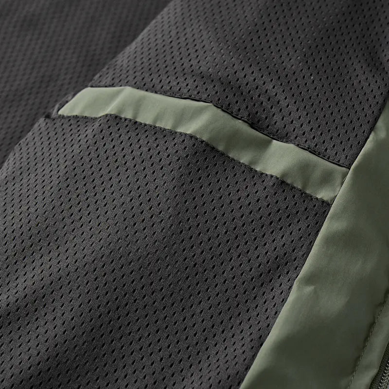 Men's Casual Hooded Mesh Softshell Jacket - Lightweight, Windproof, Full-Zip Outdoor Activewear for Camping, Hiking, Commuting, Menswear Coats, Sportswear