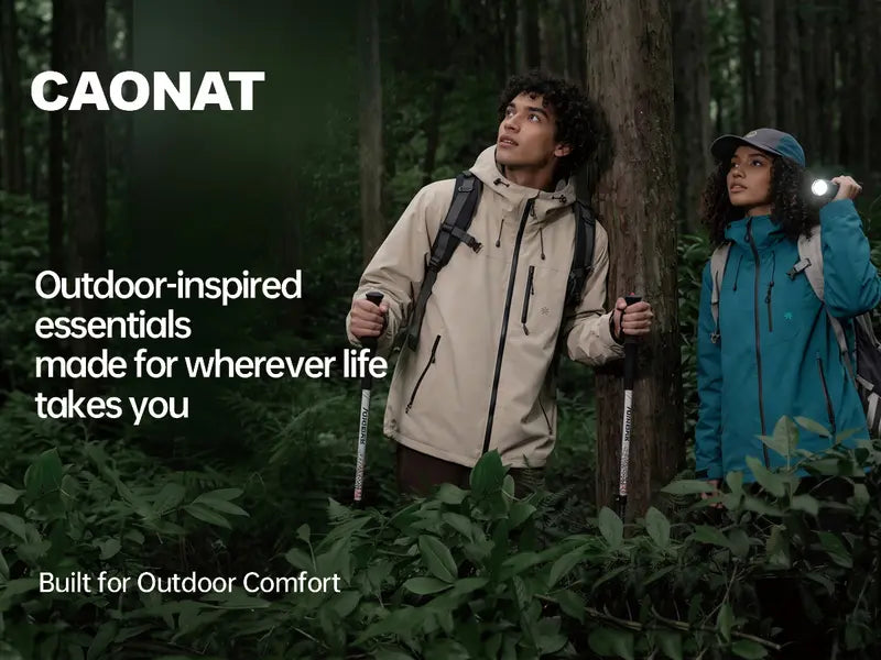 【CREATOR’S PICK】CAONAT Unisex Waterproof Hooded Jacket, Lightweight Outdoor Windbreaker with Zip Pockets, Adjustable Cuffs, Hiking & Casual Rain shell Jacket