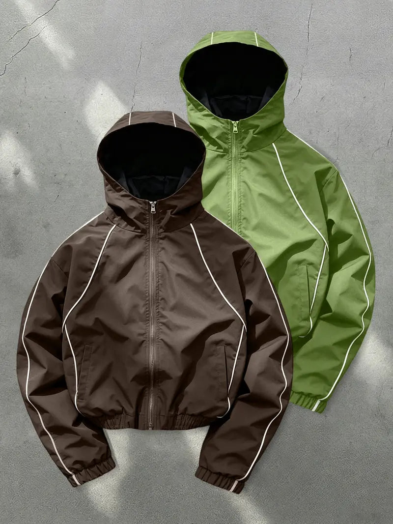 Men's Hooded, Long Sleeve Casual Style, Wind-Resistant Wrinkle-Free Fabric, Bright Color, All Seasons, Daily Wear, Night Run, Shopping, Coats, Street Casual Jacket