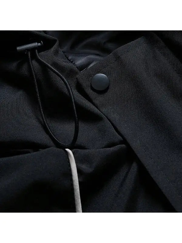 Men’s Fitted Short Hooded Windproof Hardshell Jacket - Adjustable Hood, Polyester Fabric, Lettering Detail, for Outdoor Hiking, Daily Commuting, Outfits