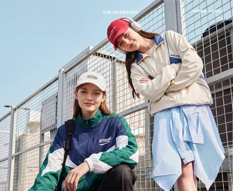 Gihuo Unisex Men Women Windbreaker Jacket Y2k Varsity Jackets Oversized Vintage 90s Jacket Casual Coats Tops Outerwear Long Sleeve Lightweight Unisex