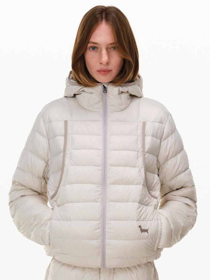 PCLP 90% White Duck Down Hooded Puffer Jacket – Lightweight Ribbed Quilted Winter Coat, Warm Insulated Unisex Outerwear