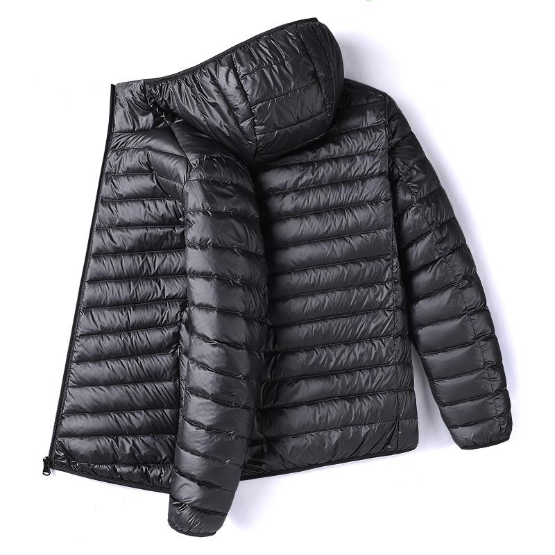 Men's Stylish Fitted Plain White Duck Down Puffer Jacket - Full-Zip, Lightweight, Windproof, Warm, Longsleeves, Male Clothing, Autumn Winter Casual Outdoor Wear, Lightweight Puffer Coat
