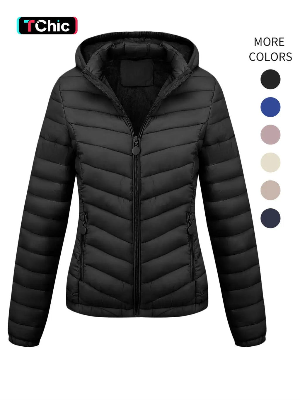 Women's Winter Lightweight Quilted Jacket Outerwear, Casual Fitted Design with Zipper, Plain Pattern, Perfect for Daily Commute and Fall/winter Wear