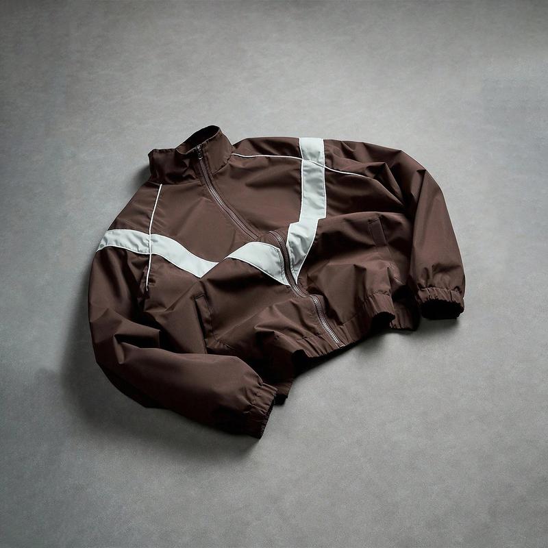 Men's Casual Stand Collar Jacket Features contrasting color trim detailing Windproof and abrasion-resistant surface Ideal for cycling, streetwear, and everyday casual wear Perfect layering piece for outerwear Streetwear apparel Coats Long Sleeve M...