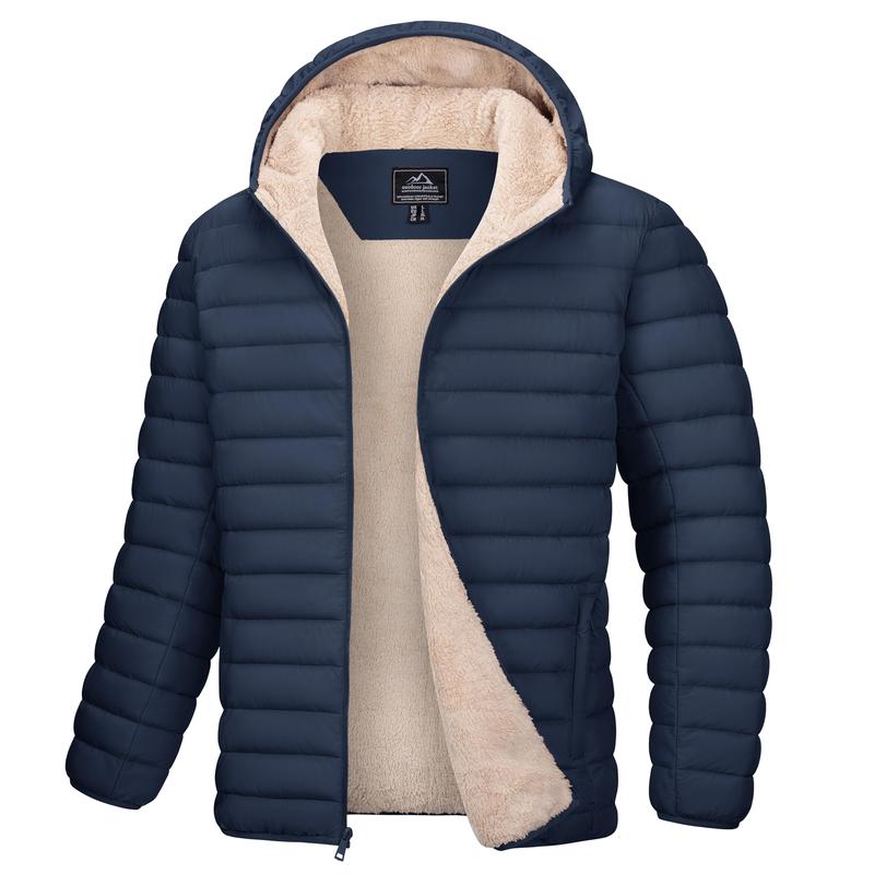 MAGCOMSEN Men's Puffer Down Jacket - Hooded, Sherpa Lined, Waterproof, Water Resistant, Zip Closure, with 1 Hidden Inner Pocket Winter Coat
