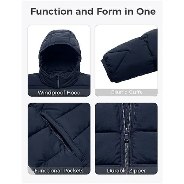 Wantdo 2026 NEW Women's Plus Size Lightweight Puff Style Solid Color Down Jacket - Packable Hooded Long-Sleeve Quilted Winter Coat, Casual Womenswear Gift Idea, Soho Chic, Solid Color Women's Down Jacket, Lightweight Women's Down Jacket