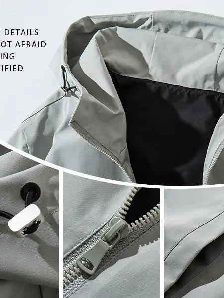 Women's Water-Resistant Windproof Softshell Jacket - Lightweight Outdoor Raincoat with Adjustable Hood, Elastic Cuffs, Pockets, Zipper, Comfortable Casual Long-Sleeve Coat