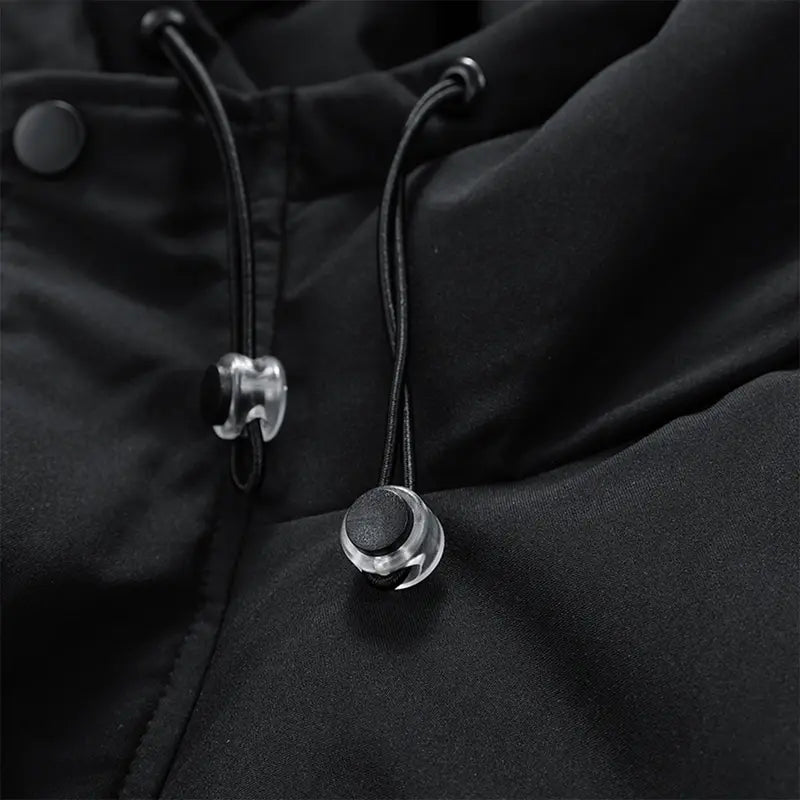Men's Lightweight Hooded Puffer Coat Polyester, Vintage Fitted, Long Sleeve, Black/Plain Beige, Winter Warm, Cold Weather Protection, Casual Outerwear, Zippered Top for Daily & Business Casual Wear, Lightweight Puffer Coat
